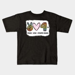 Victory Hand Hearts Peace Love 4th Grade Back To School Day Kids T-Shirt